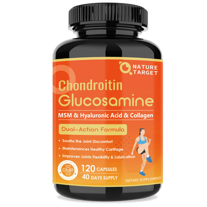 NATURE TARGET Glucosamine Chondroitin – Joint Support with MSM & Collagen (Shellfish Free) 120 Counts
