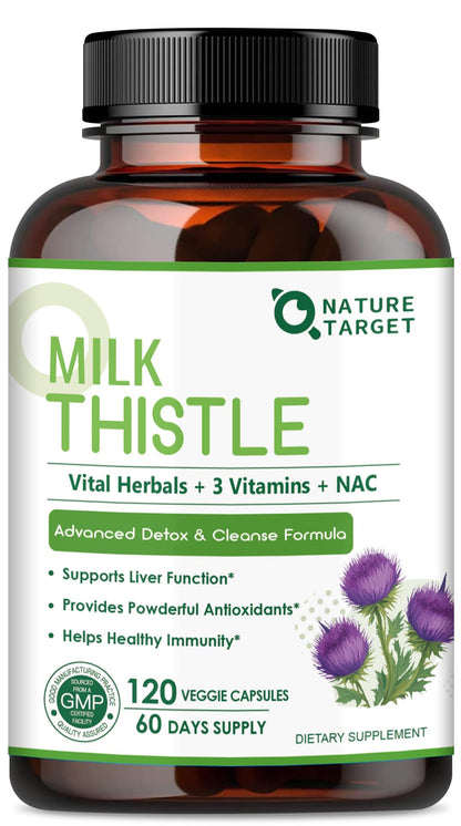 Nature Target Milk Thistle Liver Detox 350mg 30:1 | 120 Veggie Capsules