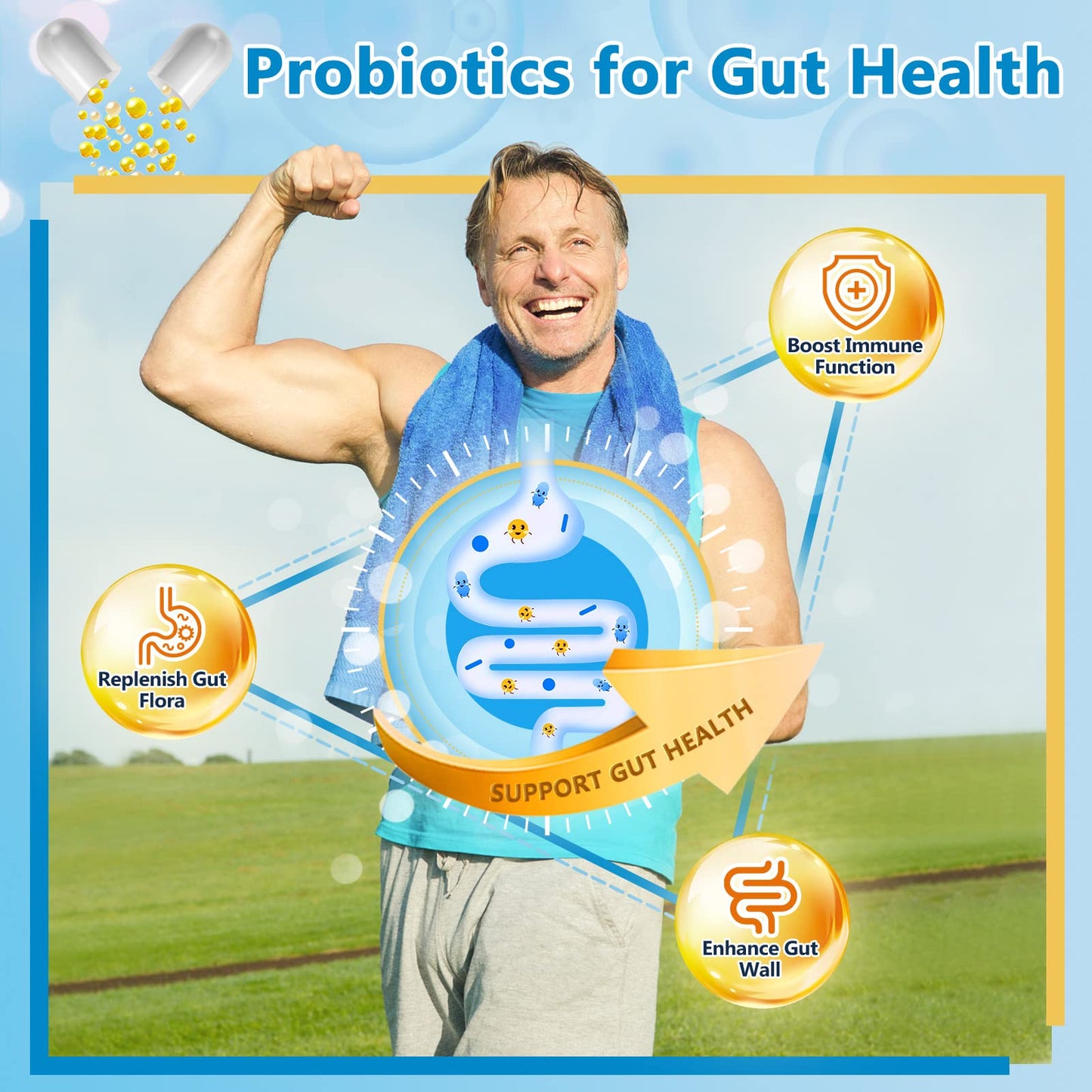 Nature Target Probiotics for Men – Digestive Health with Enzymes & Prebiotics, 100 Billion CFUs, Saw Palmetto & Cranberry, 90 VeggieCaps