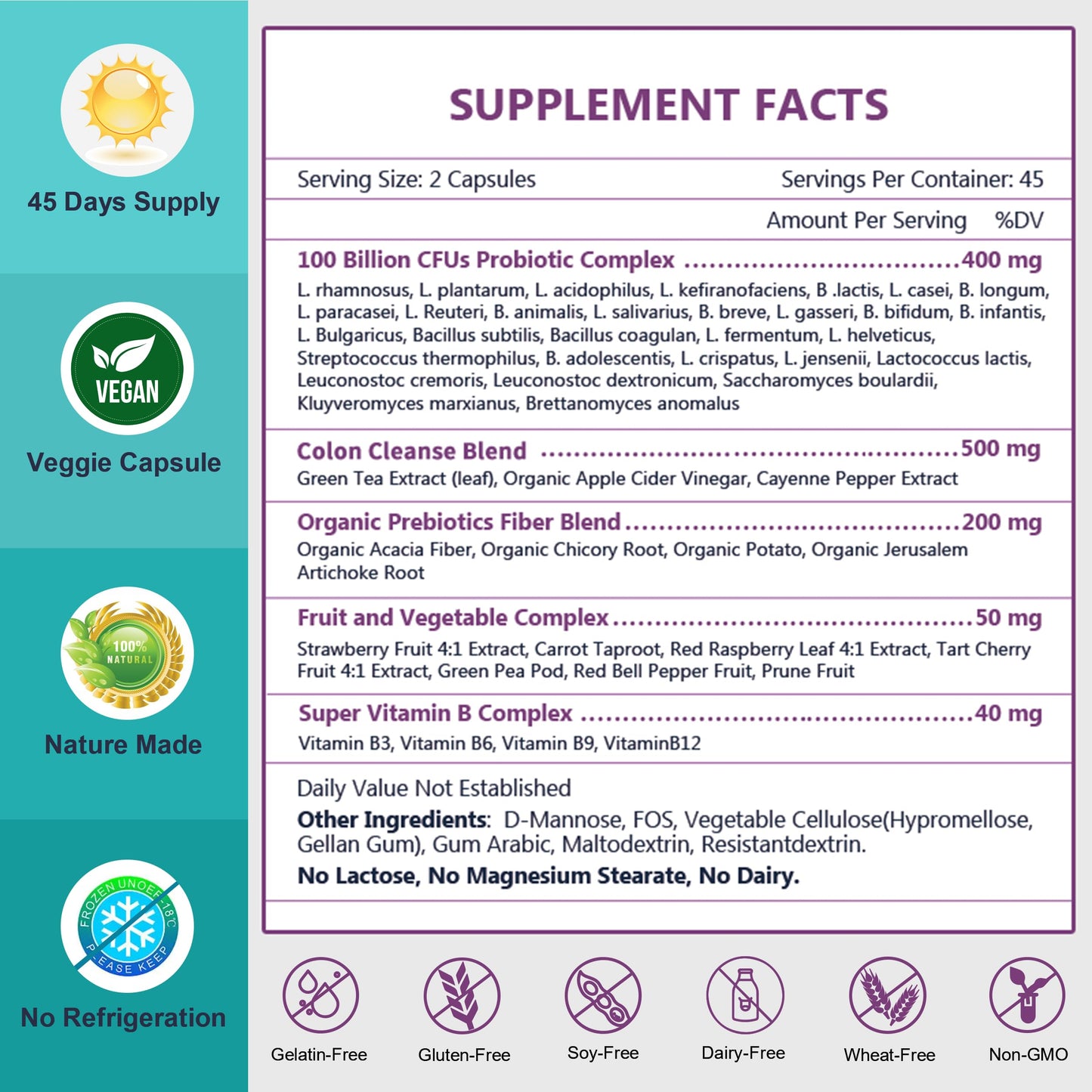 Nature Target Probiotics for Women & Men - 100B CFU, 45 Days