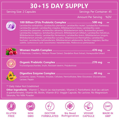 NATURE TARGET Probiotics for Women – 100B CFUs, Enzymes & Cranberry