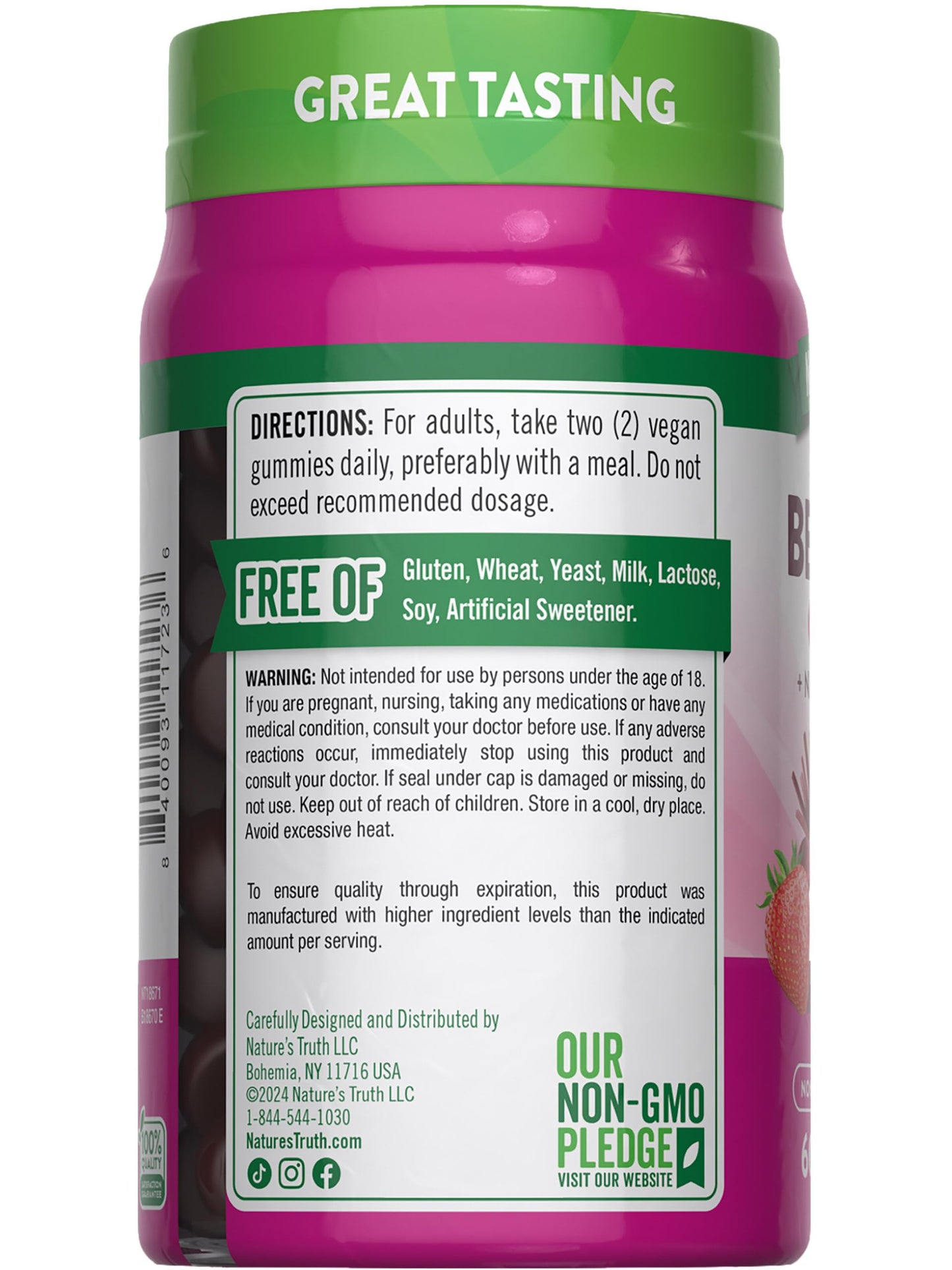 Nature's Truth Beet Root Gummies | 60 Count | Strawberry Flavor | Vegan, Non-GMO & Gluten Free