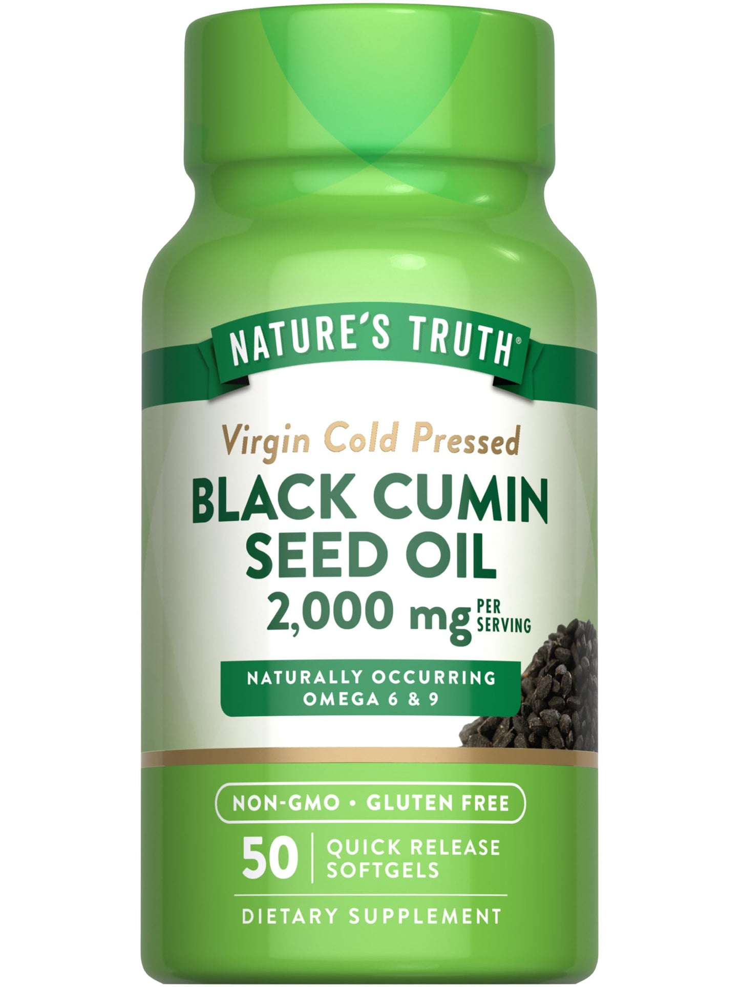 Nature's Truth Black Cumin Seed Oil 2000 mg - 50 Softgels | Cold Pressed, Non-GMO, Gluten Free