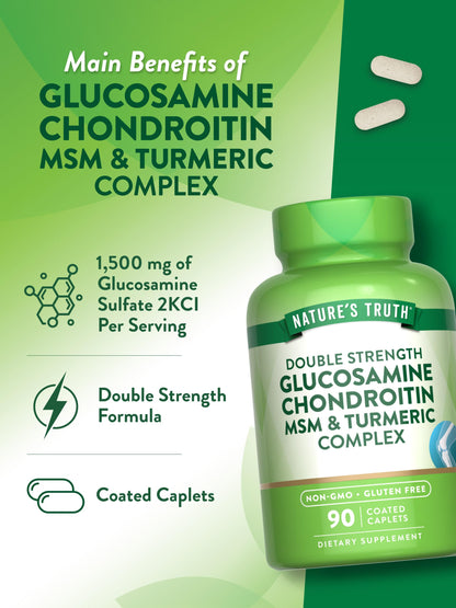 Nature's Truth Glucosamine Chondroitin MSM Complex - 90 Caplets | Gluten Free & Non-GMO