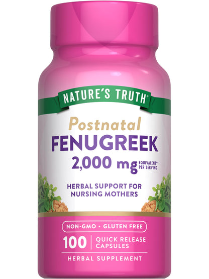 Nature’s Truth Fenugreek Seed Capsules for Women – 2000mg | 100 Count | Non-GMO, Gluten-Free