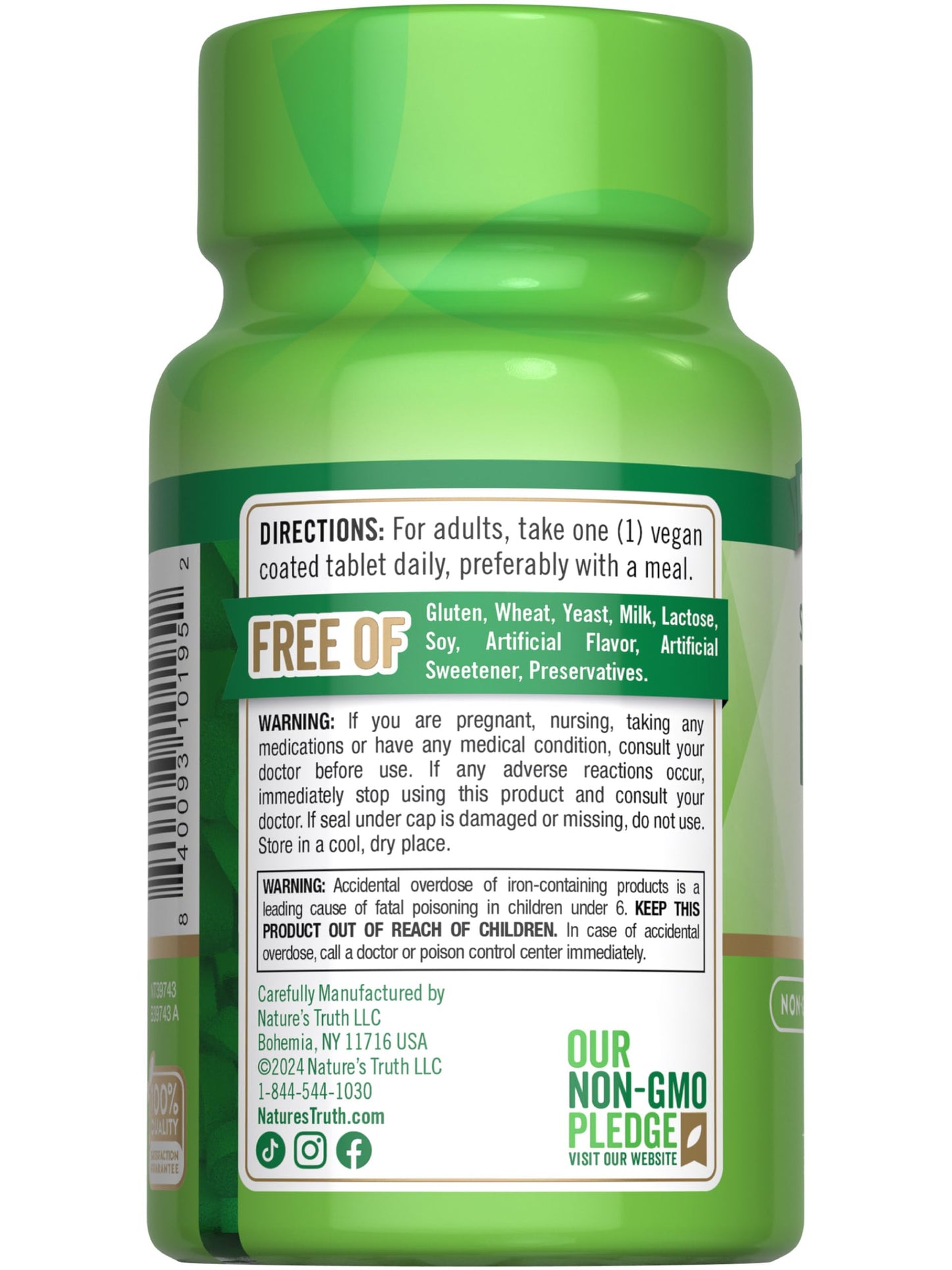Nature's Truth Iron Supplement 45 mg | 60 Pills | Pack of 2 | Non-GMO & Gluten Free