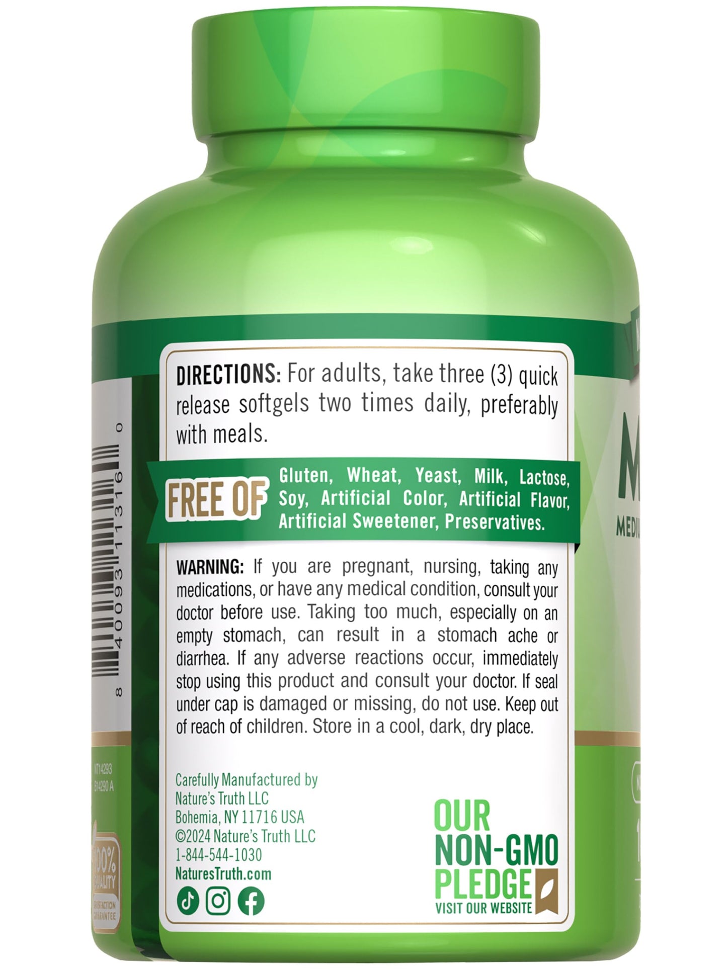 Nature's Truth MCT Oil Pills 3600mg – 100 Softgels | Keto Friendly, Caprylic & Capric Acid