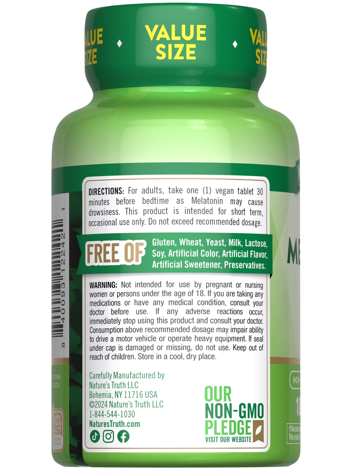 Nature's Truth Melatonin 10mg with L-Theanine – 180 Count | Vegan, Non-GMO & Gluten Free