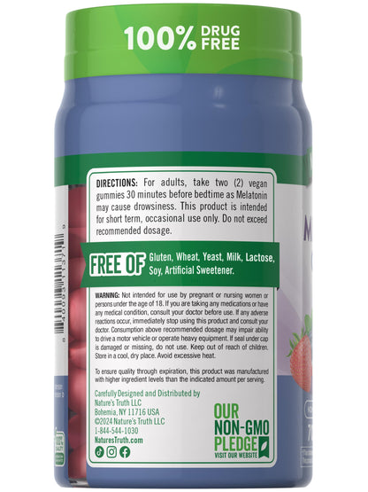 Nature's Truth Melatonin 10mg Gummies – 70 Count, Berry Flavor | Vegan, Non-GMO, Gluten Free