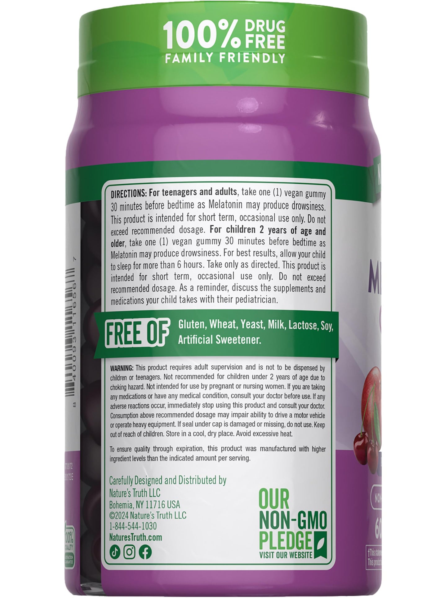 Nature's Truth Melatonin Gummies 1mg - 60 Count Cherry Pomegranate (Pack of 2) – Vegan, Non-GMO & Gluten Free