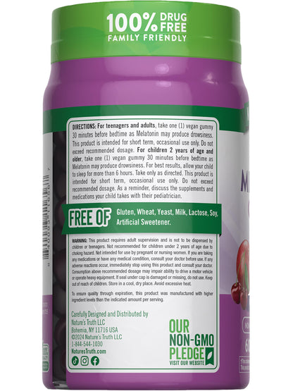 Nature's Truth Melatonin Gummies 1mg - 60 Count Cherry Pomegranate (Pack of 2) – Vegan, Non-GMO & Gluten Free