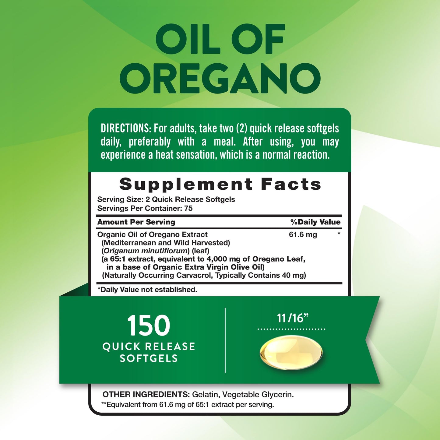 Nature's Truth Oil of Oregano Softgels | 4000 mg | 150 Count | Non-GMO & Gluten Free Herbal Supplement (Pack of 2)