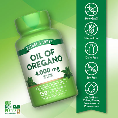 Nature's Truth Oil of Oregano Softgels | 4000 mg | 150 Count | Non-GMO & Gluten Free Herbal Supplement (Pack of 2)