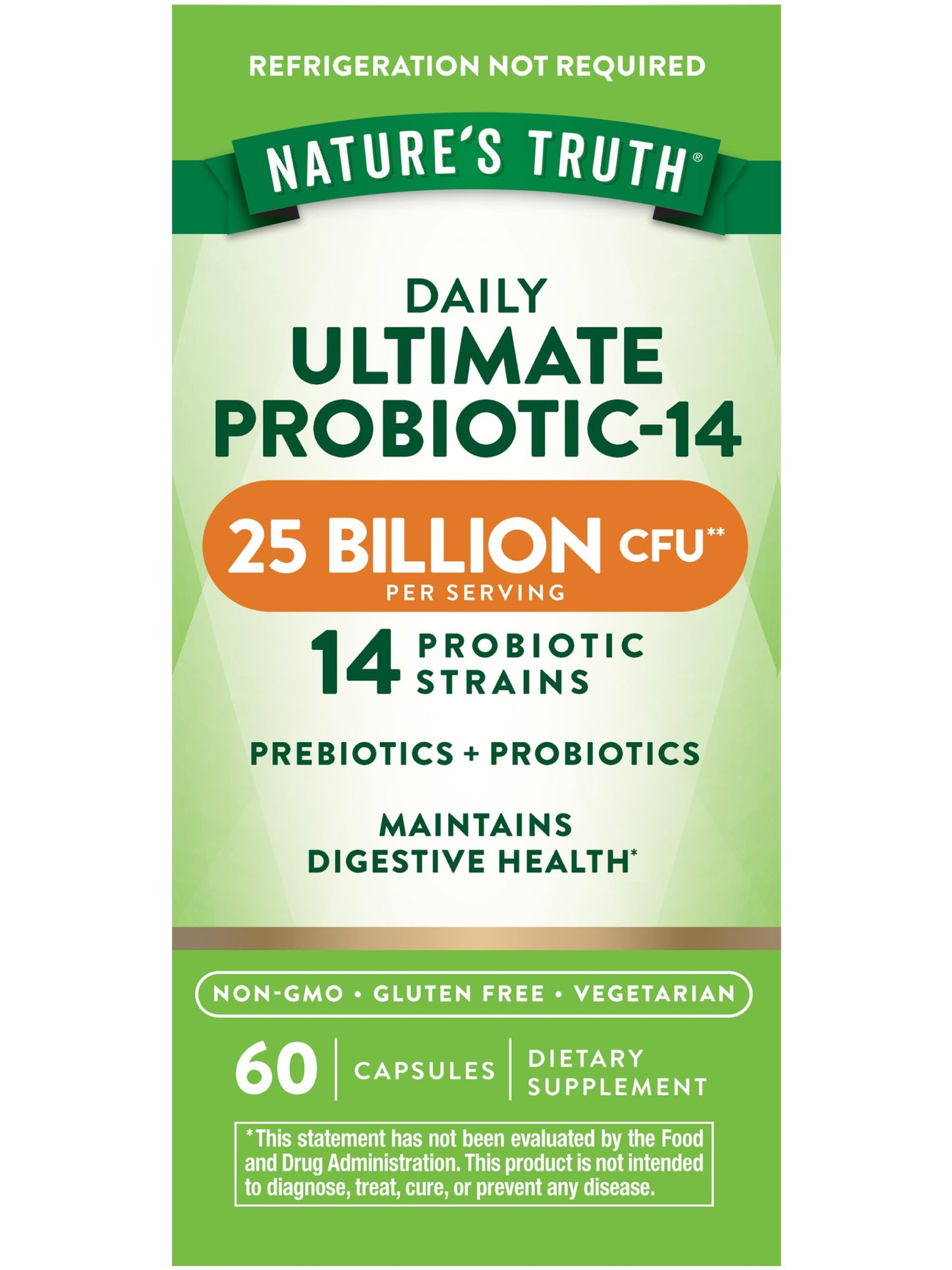 Nature's Truth Probiotics for Men & Women – 25B CFU, 14 Strains, 60 Capsules