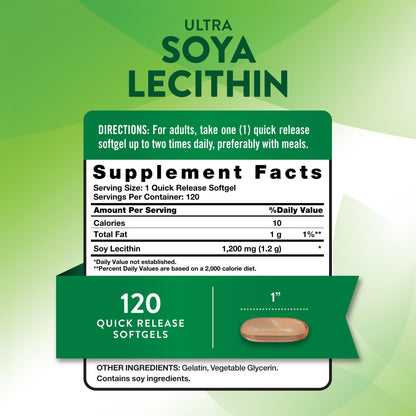 Nature's Truth Ultra Soy Lecithin 1200 mg - 120 Softgels, Non-GMO & Gluten Free