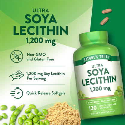 Nature's Truth Ultra Soy Lecithin 1200 mg - 120 Softgels, Non-GMO & Gluten Free