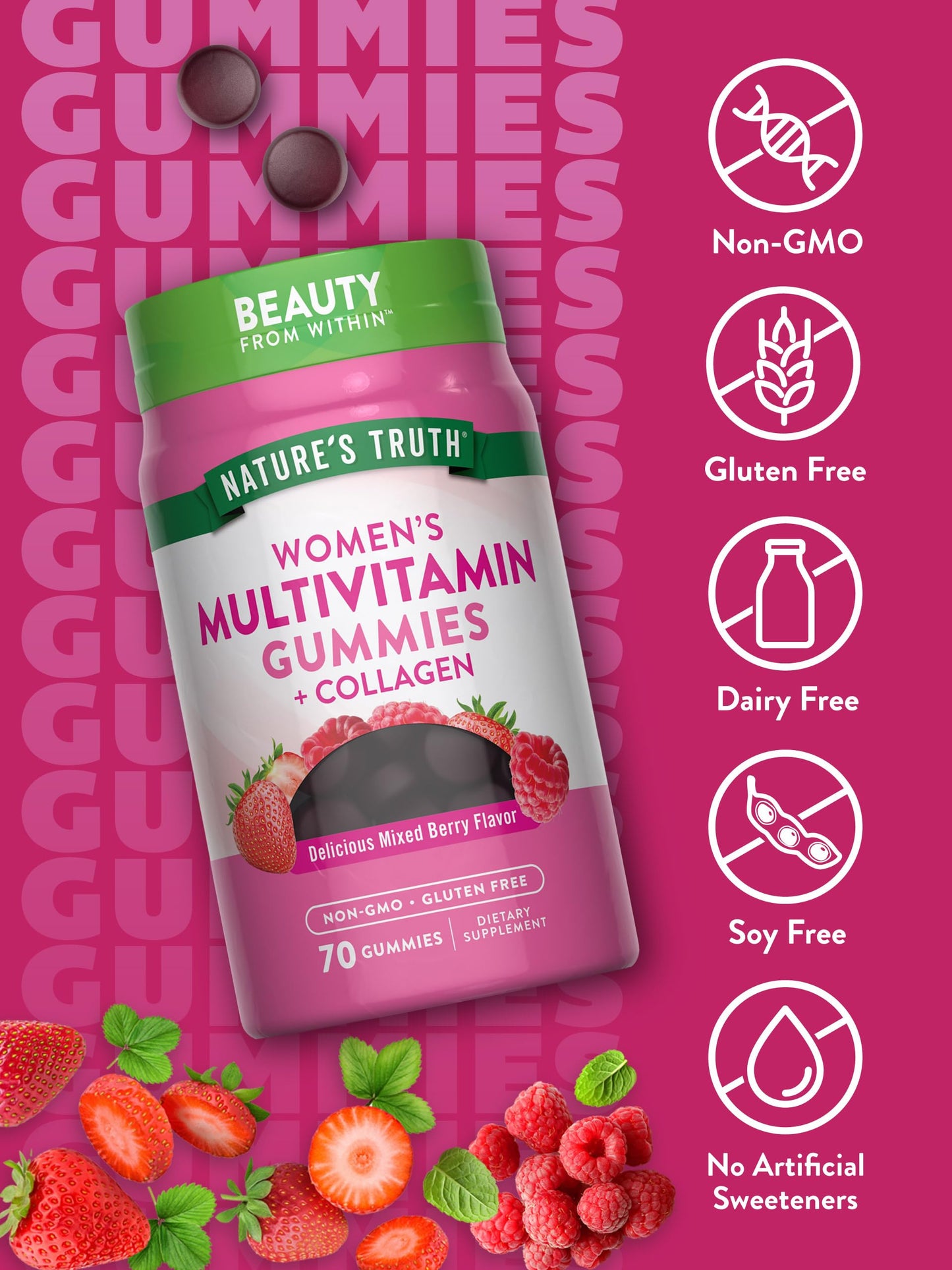 Nature's Truth Women's Multivitamin Gummies with Collagen & Biotin - 70 Count (Non-GMO, Gluten Free)