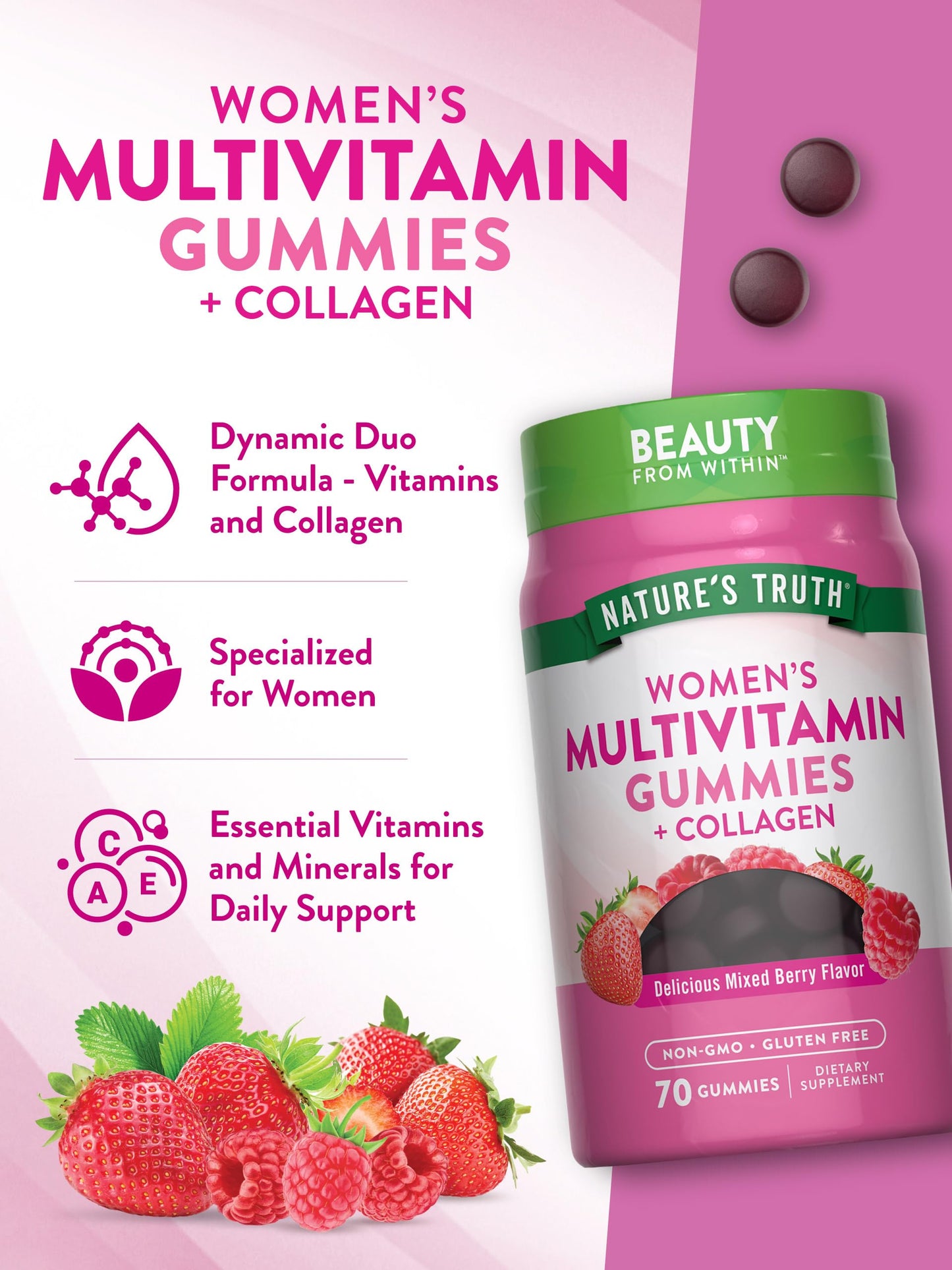 Nature's Truth Women's Multivitamin Gummies with Collagen & Biotin - 70 Count (Non-GMO, Gluten Free)