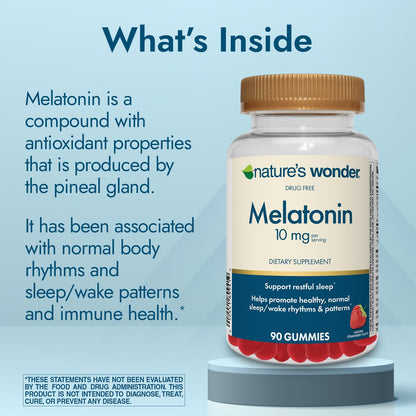 Nature's Wonder Drug-Free Melatonin Gummies – 10 mg, 90 Count (Pack of 2)