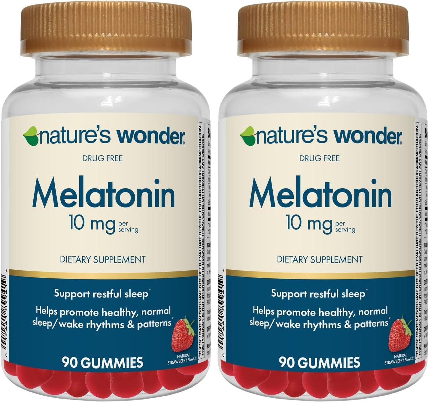 Nature's Wonder Drug-Free Melatonin Gummies – 10 mg, 90 Count (Pack of 2)