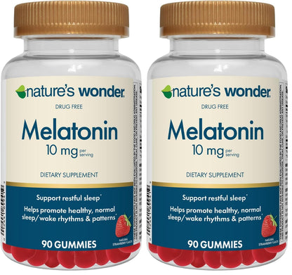 Nature's Wonder Drug-Free Melatonin Gummies – 10 mg, 90 Count (Pack of 2)