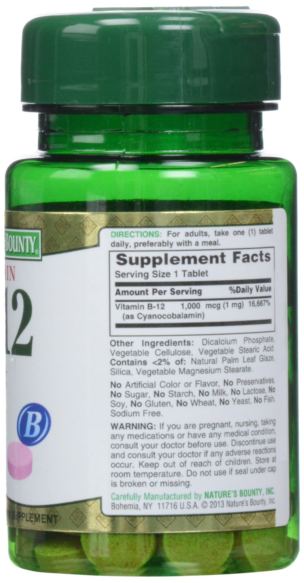 Nature's Bounty Vitamin B-12 1000 mcg Tablets, 100 Count | High-Potency B-12 Supplement