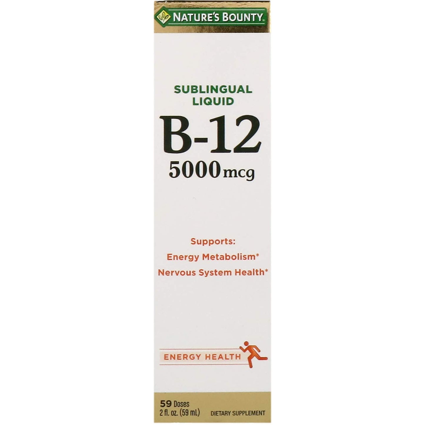 Nature's Bounty Super Strength B-12 5000mcg – Vegetarian Vitamin B12, 2 oz (Pack of 2)