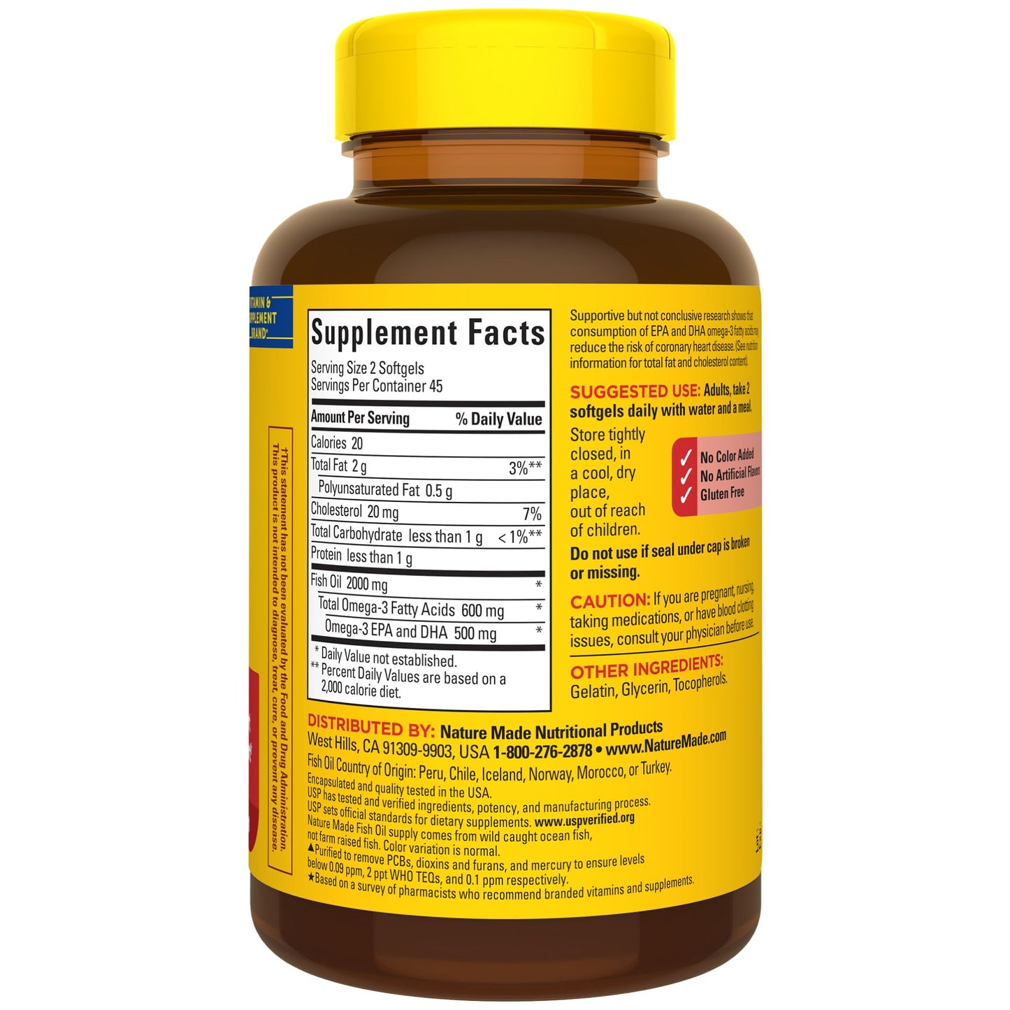 Nature Made Fish Oil 1000 mg Softgels | Omega-3 EPA/DHA 600 mg per Serving | 90-Count Bottle