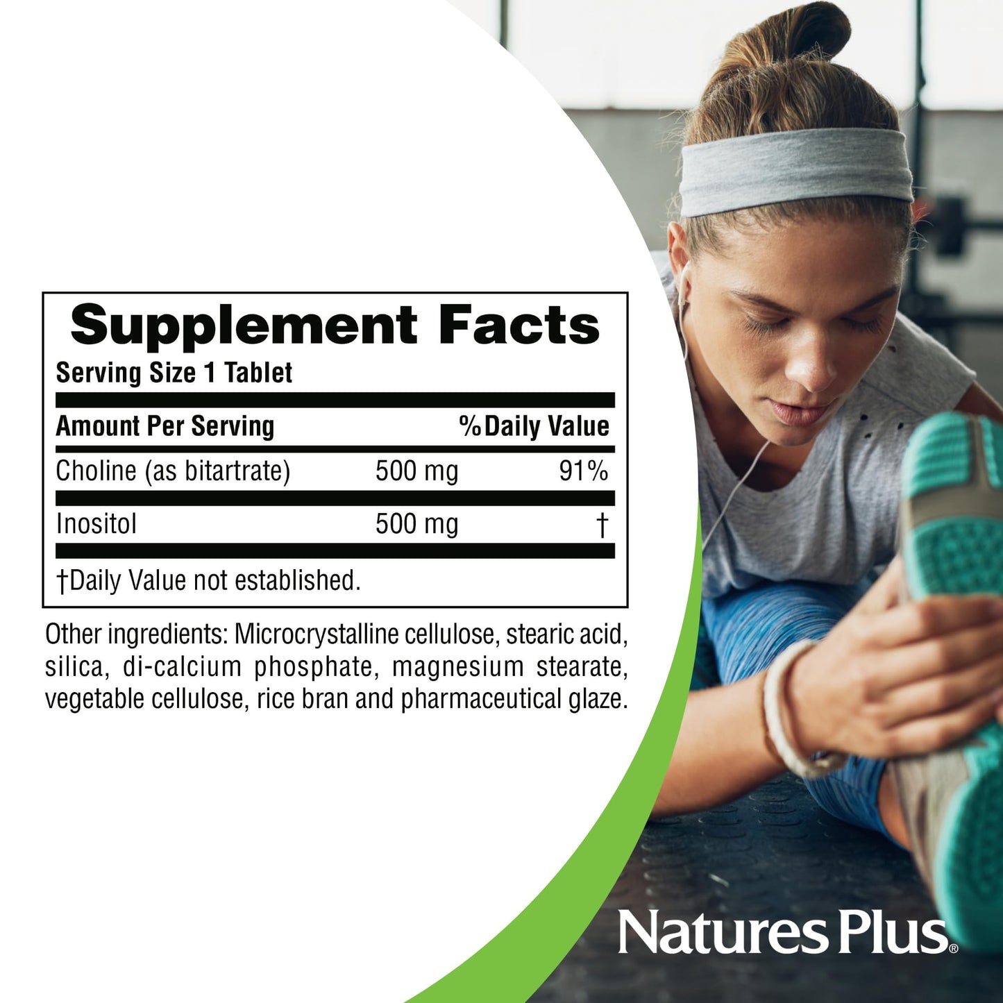 Natures Plus Choline & Inositol 500 mg - 60 Vegetarian Tablets | Nervous System & Liver Support
