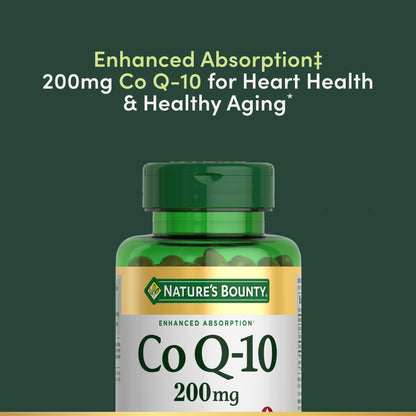 Nature's Bounty CoQ-10 200 mg Q-Sorb | Heart Health Support | 80 Rapid Release Softgels