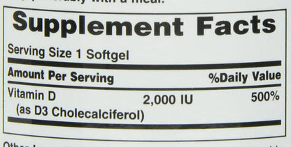 Nature's Bounty Vitamin D 2,000 IU Softgels | Vitamin D3 Supplement