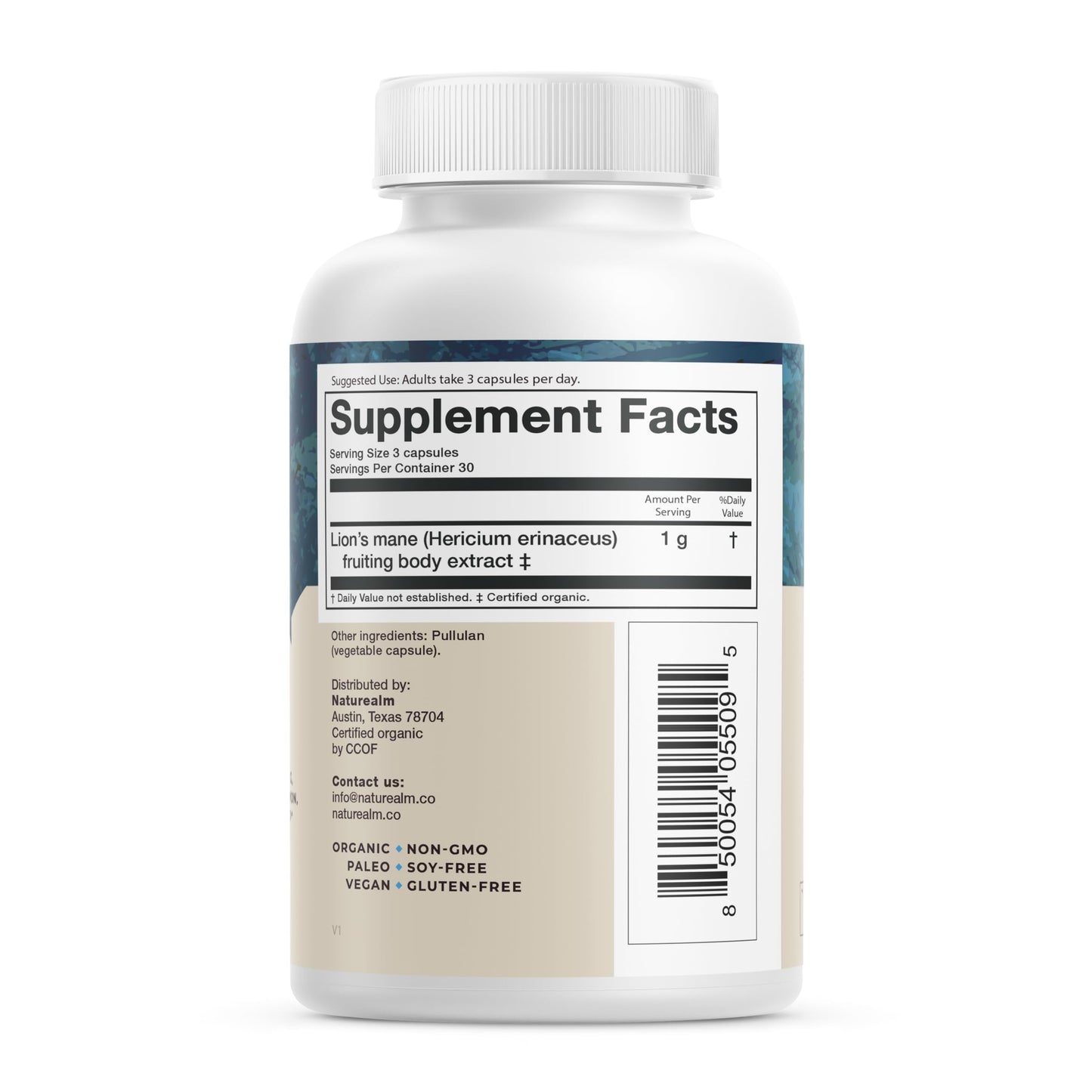 Naturealm Lions Mane Mushroom Supplement – Organic Brain Support, Focus & Memory | 90 Vegetarian Capsules