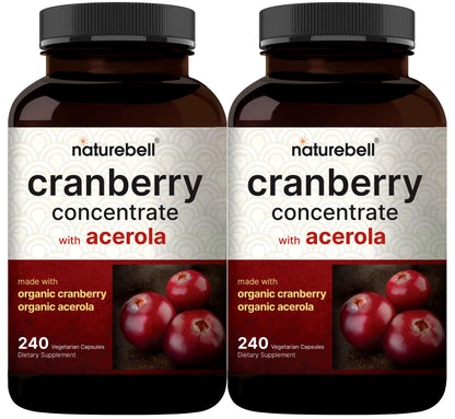 NatureBell Cranberry Pills 2 Pack – 36,000mg Extract, Acerola | Organic, Sugar Free