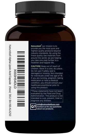 NatureBell Alpha Lipoic Acid Complex 600mg - 300 Capsules | Myelinctin Formula