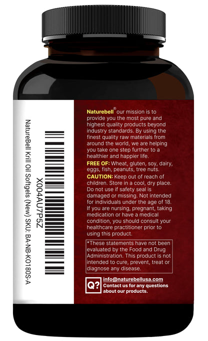 NatureBell Antarctic Krill Oil 1000mg | 240 Softgels | Omega-3 EPA & DHA | No Aftertaste
