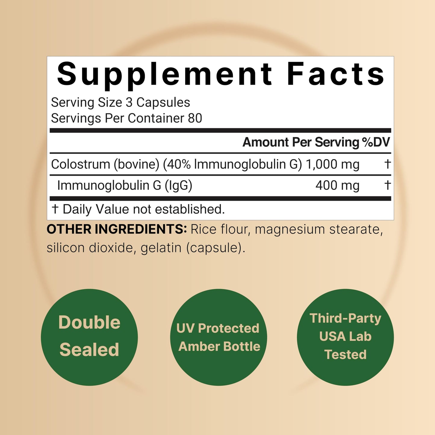 NatureBell Bovine Colostrum 1,000mg (240 Caps) – 40% IgG, Non-GMO | Gut Health & Immunity