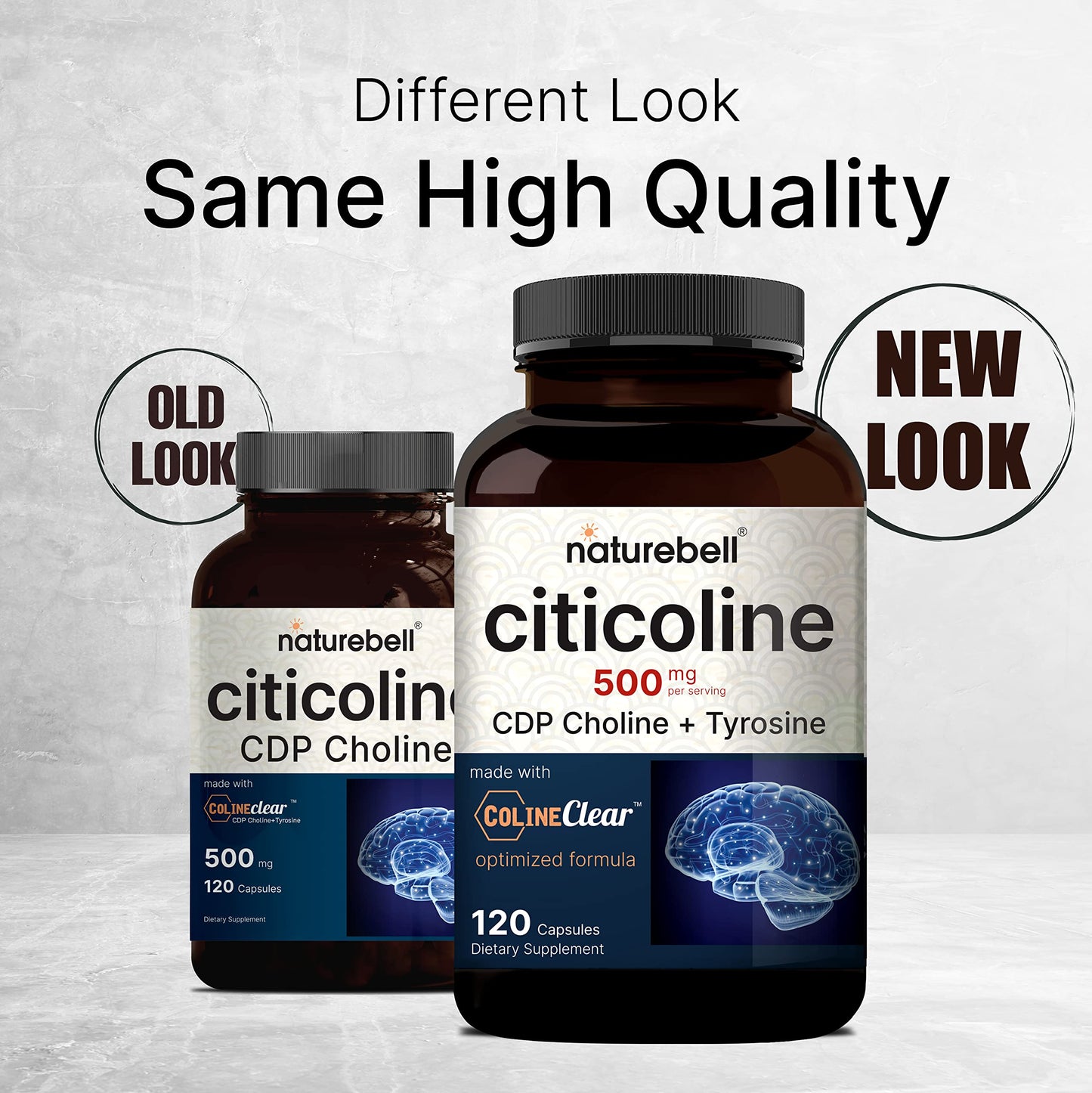 NatureBell Citicoline 500mg + Tyrosine 50mg – 120 Capsules | Dual Action Brain Support