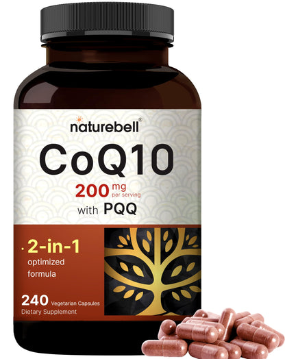 NatureBell CoQ10 200mg with PQQ – 240 Veggie Capsules | High Absorption