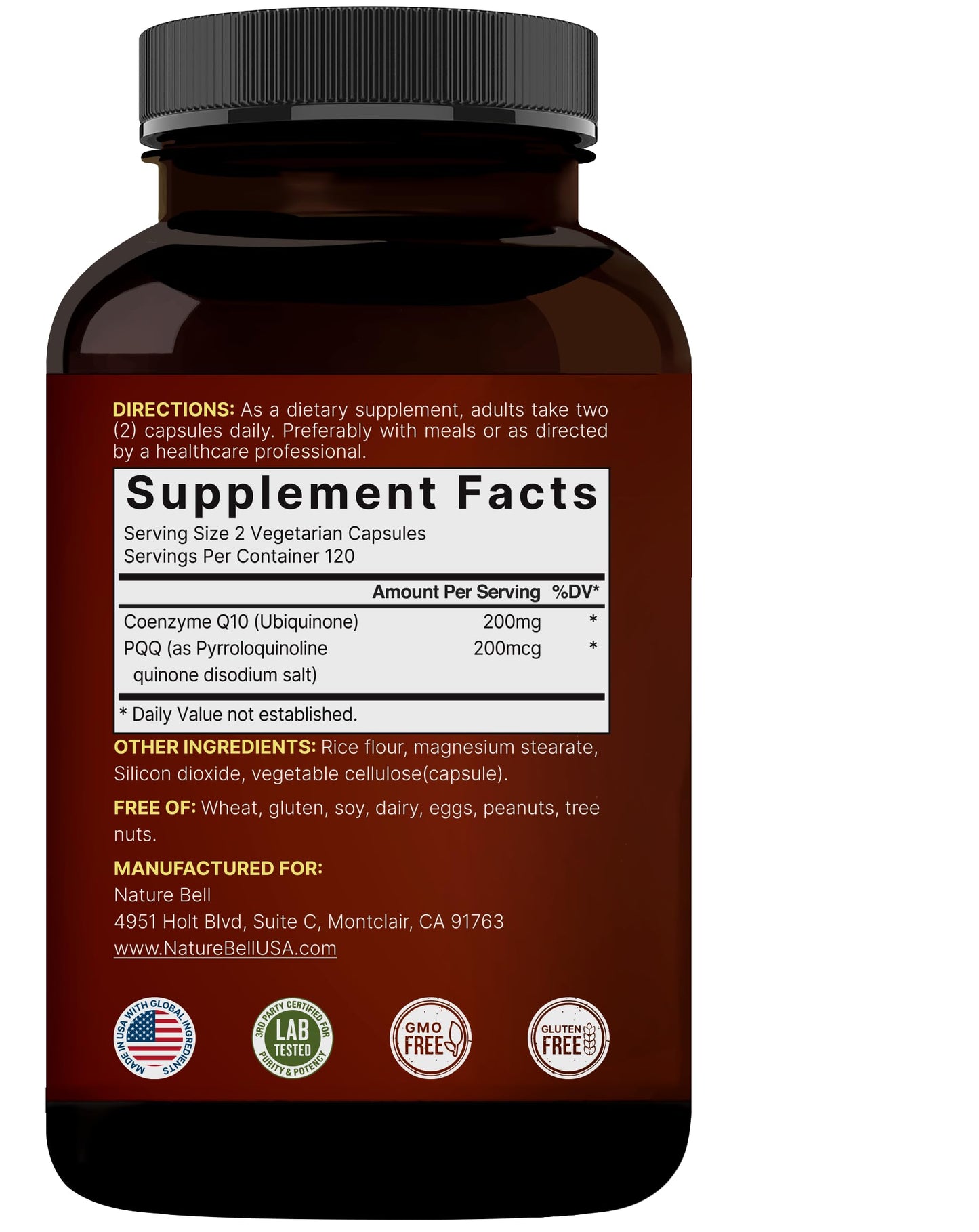NatureBell CoQ10 200mg with PQQ – 240 Veggie Capsules | High Absorption