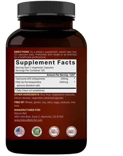 NatureBell CoQ10 200mg with PQQ – 240 Veggie Capsules | High Absorption