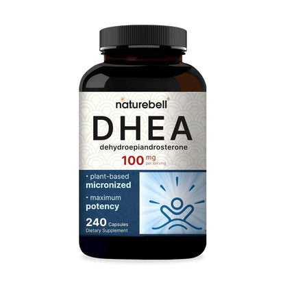 NatureBell DHEA 100mg, 240 Capsules – Max Strength Micronized DHEA for Energy, Metabolism & Healthy Aging | Non-GMO, Made in USA