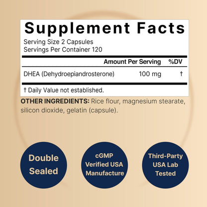 NatureBell DHEA 100mg, 240 Capsules – Max Strength Micronized DHEA for Energy, Metabolism & Healthy Aging | Non-GMO, Made in USA