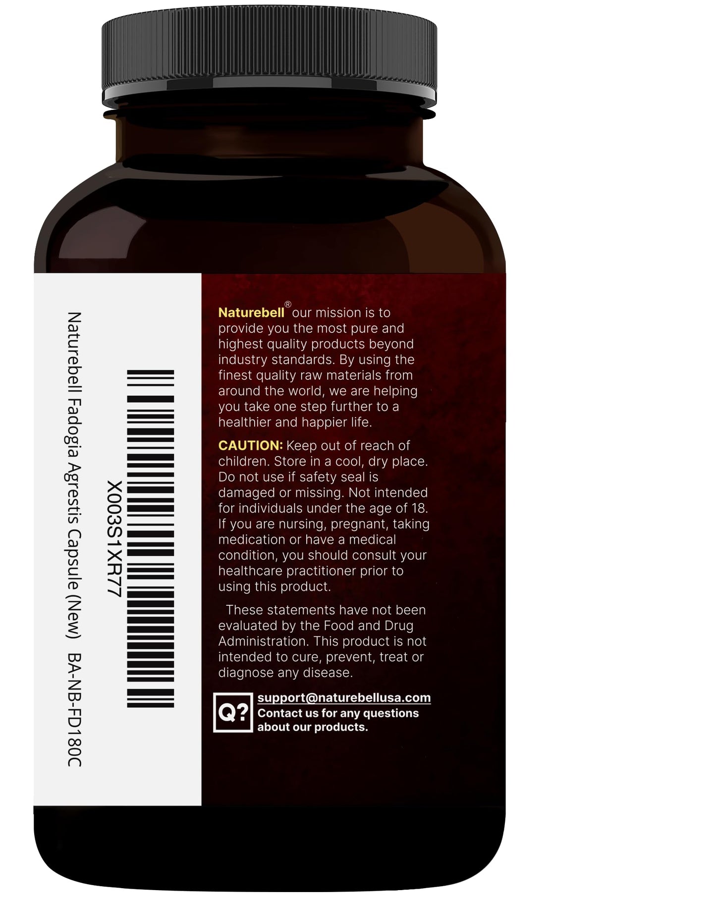 NatureBell Fadogia Agrestis 600mg + Tongkat Ali 400mg | 240 Caps | 20:1 & 200:1 Extracts | Non-GMO