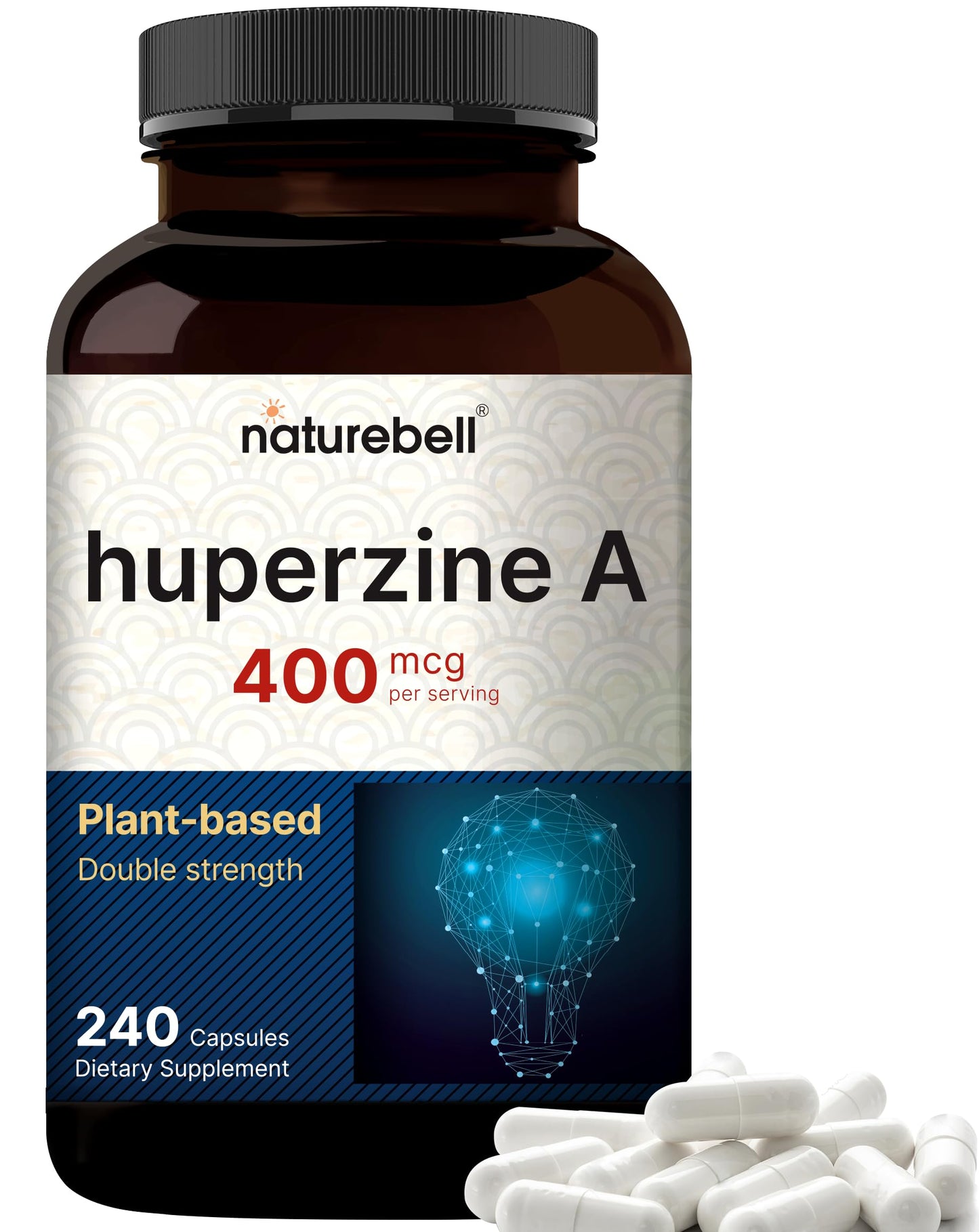 NatureBell Huperzine A 400mcg Per Serving | 240 Capsules – Focus, Cognition & Memory (Non-GMO)