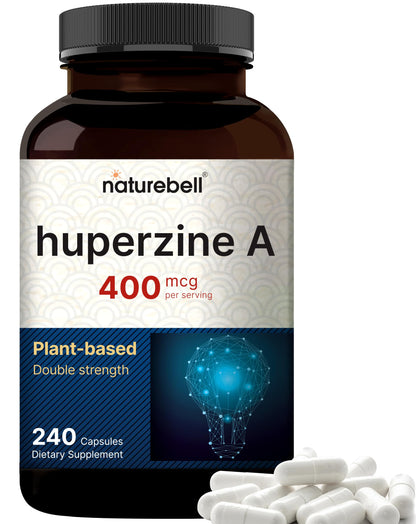 NatureBell Huperzine A 400mcg Per Serving | 240 Capsules – Focus, Cognition & Memory (Non-GMO)