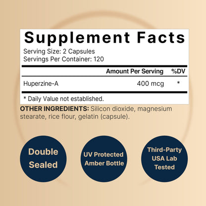 NatureBell Huperzine A 400mcg Per Serving | 240 Capsules – Focus, Cognition & Memory (Non-GMO)