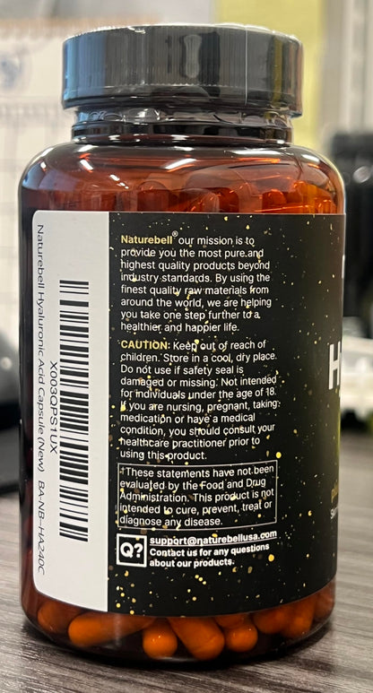 NatureBell Hyaluronic Acid 250mg – 240 Capsules with Biotin & Vitamin C (3-in-1)