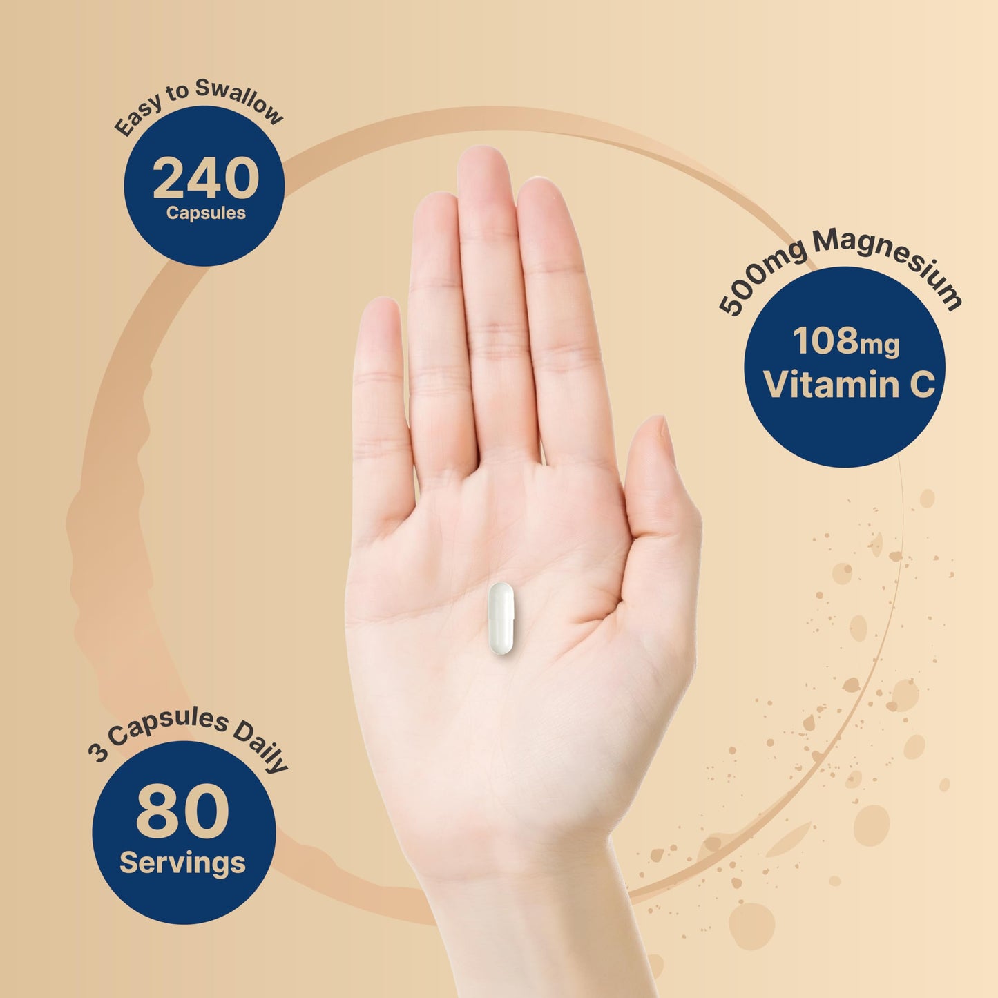 NatureBell Magnesium Citrate 500mg, 240 Capsules | High-Purity Elemental Form | Non-GMO, Gluten-Free