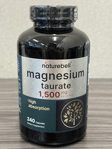 NatureBell Magnesium Taurate 1,500mg, 240 Capsules | Chelated for High Absorption | Non-GMO, Gluten-Free