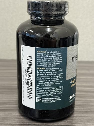NatureBell Magnesium Taurate 1,500mg, 240 Capsules | Chelated for High Absorption | Non-GMO, Gluten-Free
